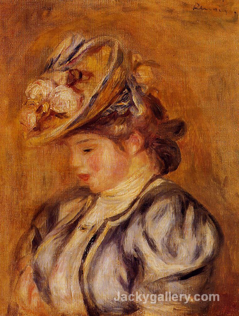 Girl in a Flowery Hat by Pierre Auguste Renoir paintings reproduction